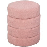 HOMCOM Tabouret rond en peluche teddy, cadre métallique, jusqu'à 120kg, Φ40x45H cm, Rose