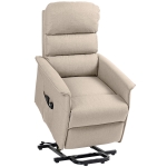 HOMCOM Fauteuil releveur inclinable avec repose-pied fonction massage et chaleur télécommande pochette beige chiné