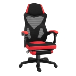 Vinsetto Sedia da Ufficio Ergonomica e Reclinabile con Poggiapiedi, in Tessuto a Rete, 58x63x112-122 cm, Nera e Rossa