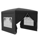 Outsunny Gazebo Tenda de Recepção Gazebo Pop Up Dobrável 3x3 m 4 Paredes Removíveis Saco de Transporte Preto