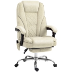 Vinsetto Cadeira de Escritório Massageadora e Aquecida Altura Ajustável Encosto Inclinável Controle Remoto Apoio para Os Pés Bege