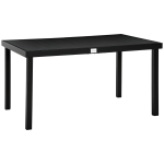 Outsunny Mesa de Comedor Exterior de Aluminio, Mesa de Jardín Exterior para 6 Personas con Encimera de Listones, para Terraza, Balcón, 140x90x74 cm, Negro