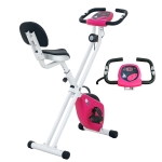 HOMCOM Bicicleta de Exercício Dobrável Colaboração 8 Níveis de Resistência Selim Ajustável Rosa