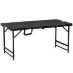 Outsunny Mesa de Jardim Dobrável com Altura Ajustável para 4 Pessoas para Pátio Varanda 118x60x56-74cm Cinza Escuro