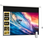 HOMCOM Écran vidéoprojecteur 100 Pouces, 16:9 4K HD écran de projection motorisé et électrique, écran de projection tv et home cinéma, montage mural ou plafond, panneau de commande et télécommande