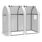 Outsunny Estufa de Jardim 1,8 ㎡ Estufa para Tomates 2 Portas com Zíper Enroláveis 4 Janelas Enroláveis Aço PP 135 g/㎡ Branco