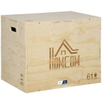 HOMCOM Caixa de Saltos Pliométrica 3 em 1 Colaboração FP Andebol Salto Musculação Fitness 61x51x76 cm em Madeira
