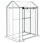 Outsunny Estufa de Jardim com 2 Espaços e 2 Portas Enroláveis 0 8 ㎡ Estufa de Tomates 1x0 8x1,5 m Aço e Pe