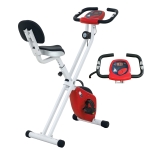Bicicleta de fitness dobrável - Colaboração Aosom.pt x FFHandball - 8 níveis de resistência, assento ajustável, vermelha