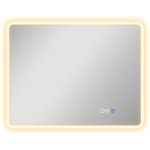 HOMCOM Espelho de Casa de Banho LED Bluetooth 70x90 cm Interruptor Tátil Luz Ajustável 3 Cores Anti Embaciamento Memória Prateado