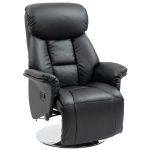 HOMCOM Cadeirão de Relaxamento Reclinável Giratório Apoio para Os Pés Ajustável 150 Kg para Sala de Estar Quarto Casa Cinema Preto