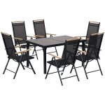 Outsunny Sitzgruppe klappbar für 6 Personen 1 Tisch+6 Stühle Gartenmöbel Set Sitzgarnitur Aluminium Mesh Schwarz