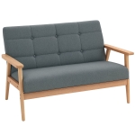 HOMCOM 2-Sitzer Sofa, Couch mit Armlehnen, Rückenkissen, Wohnzimmersofa mit Leinenoptik, Polstersofa für Wohnzimmer, Schlafzimmer 115 x 66,5 x 73 cm, Dunkelgrau