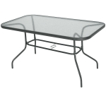 Outsunny Table de Jardin rectangulaire dim. 140L X 80l x 70H cm métal époxy Gris Plateau Verre trempé