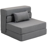HOMCOM Cadeirão Conversível 1 Lugar Cadeirão Cama Dobrável Almofada Incluída para Hóspedes Sala Espaço Reduzido 120 Kg Cinza