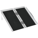 HOMCOM Rampa de Cadeira de Rodas Rampa de Carregamento Rampa de Acesso Antiderrapante Dobrável com Bordas de Segurança Prateado Preto