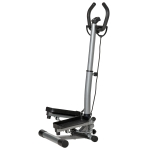 HOMCOM Máquina de Step Stepper Fitness con Manillar Altura Ajustable Pantalla LCD Cintas y Pedales Antideslizantes Equipo de Ejercicio para Gimnasio en Casa 55x53x118-128 cm Plata