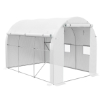 Outsunny Estufa de Jardim 6 ㎡ 3x2 m com 1 Porta 2 Paredes Laterais com Fecho de Correr 6 Janelas Branco