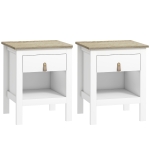 HOMCOM Lote de 2 Mesas de Cabeceira com Gaveta e Compartimento Aberto 45x40x55 cm Branco