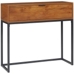 HOMCOM Mesa de Console Mesa de Console com Gaveta e Pés de Aço para Sala de Estar Entrada Corredor 80x30x76 cm Marrom