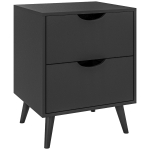 HOMCOM Mesa de Cabeceira Mesa de Noite com 2 Gavetas Estilo Escandinavo para Quarto Sala 40x35x50,5 cm Preto