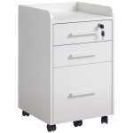 HOMCOM Caisson de bureau rangement bureau sur roulettes 3 tiroirs 1 verrouillable 1 trieur dossiers en bois blanc
