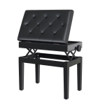 HOMCOM Sgabello per Pianoforte Trapuntato con Vano Contenitore, in Legno e Pelle PU, 54.5x33x48-58 cm, Nero