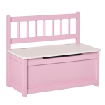 HOMCOM 2 In 1 Wooden Toy Box, Seat Storage Bench, Storage Chest Cabinet Organiser with Safety Pneumatic Rod, Pink