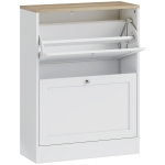 HOMCOM Zapatero Entrada Recibidor con 2 Puertas Estantes Ajustables para 12 Pares de Zapatos 60x23,5x80 cm Blanco