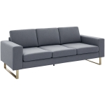 HOMCOM 3 Sitzer Sofa Dreisitzer Stoffsofa mit Kissen Armlehne Leinenoptik für Schlafzimmer 200 x 82 x 78 cm Dunkelgrau