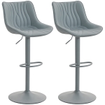 HOMCOM Lot de 2 Tabourets de Bar avec Hauteur Ajustable Dossier Siège en Similicuir Structure en Acier et Repose-Pieds Gris