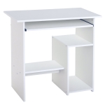 HOMCOM Scrivania Salvaspazio da Casa e Ufficio, Moderna Scrivania per Computer, Porta PC, Ripiano per CPU e Mensola per Tastiera Estraibile in Legno, 80x45x75cm, Bianco