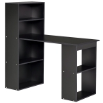 HOMCOM 120cm Computer Desk, Wooden PC Laptop Table with 6-Tier Storage Bookshelves, Home Office Working Study Desk, Writing Workstation, Black