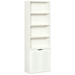 HOMCOM Estantería Librería Armario de Libros con 4 Compartimentos Abiertos y 2 Puertas para Salón Oficina 59x29x180 cm Blanco
