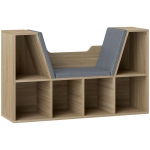 HOMCOM Librería con Asiento Estantería de Libros con 6 Cubos Cojín para Sala de Estar Dormitorio 102x30x61cm Roble y Gris