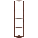 HOMCOM RGB LED Floor Lamp with Shelves, 5-Tier Dimmable Standing Lamp with Adjustable Brightness and Remote Control, Modern Corner Display Shelf Unit for Living Room Bedroom Office, Brown