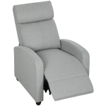 HOMCOM Fauteuil relaxant, réglable à 135°, repose-pieds extensible, accoudoirs rembourrés, lin-polyester, Gris clair