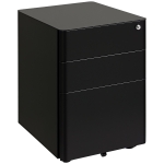 Vinsetto Rollcontainer mit 3 Schubladen mobiler Aktenschrank mit Rollen abschließbar Büroschrank mit Hängeregistratur Stiftfach, Bürocontainer für Büro, Homeoffice, 39 x 48 x 59 cm Schwarz