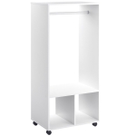 HOMCOM Mobiler Kleiderschrank Garderobe Schrank mit Regal 4 Schwenkräder für Wohnzimmer Schlafzimmer, Aluminiumlegierungen, 60 x 40 x 128 cm, Weiß