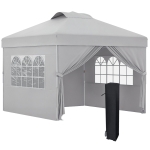 Outsunny Pavilion Pliabil cu Înălțime Reglabilă, Ușă, 2 Ferestre și Geantă de Transport, 297x297x284 cm, Gri Deschis