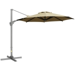 Outsunny Ampelschirm Ø298 cm, Sonnenschirm, verstellbarer Winkel, inkl. Kurbel, 360 Grad drehbar, Khaki