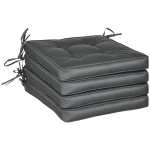 Outsunny Set of 4 Garden Seat Cushion with Ties, 42 x 42cm Replacement Dining Chair Seat Pad, Grey