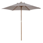 Outsunny 2.5m Wood Garden Parasol Sun Shade Patio Outdoor Wooden Umbrella Canopy, Table Market Umbrella with Vent, 38mm Pole, Rope Pulley Mechanism, Grey
