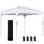 Outsunny Tenda Dobrável 2,5x2,5x2,68cm Tenda de Jardim com Proteção UV 50+ Altura Ajustável com 4 Bolsas de Areia e Bolsa de Transporte para Acampamento Festas Pátio Branco