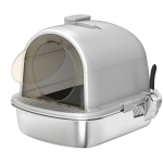 PawHut Arenero para Gatos de Acero Inoxidable con Cubierto Bolsa Desodorizante Pala Fácil de Limpiar 52,4x41,3x39,9 cm Gris