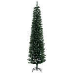 HOMCOM Albero di Natale Slim con 570 Rami, Albero di Natale Innevato Artificiale Alto e Stretto con Base Rimovibile e Pieghevole, Φ53x190cm, Verde