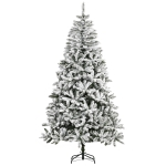 HOMCOM Árbol de Navidad Artificial 225 cm con Nieve Ignífugo con 1300 Ramas Decoración Navideña para Interiores Verde