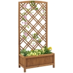 Outsunny Jardinière avec Treillis - bac à Fleurs - jardinière sur Pied - dim. 60L x 30l x 122H cm Bois Sapin pré-huilé