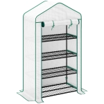 Outsunny Serre de jardin balcon étagère serre 4 niveaux 90 x 49 x 160 cm acier galvanisé bâche amovible PE haute densité blanc