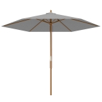 Outsunny 2.5m Wood Garden Parasol Sun Shade Patio Outdoor Wooden Umbrella Canopy, Table Market Umbrella with Vent, 38mm Pole, Rope Pulley Mechanism, Light Grey